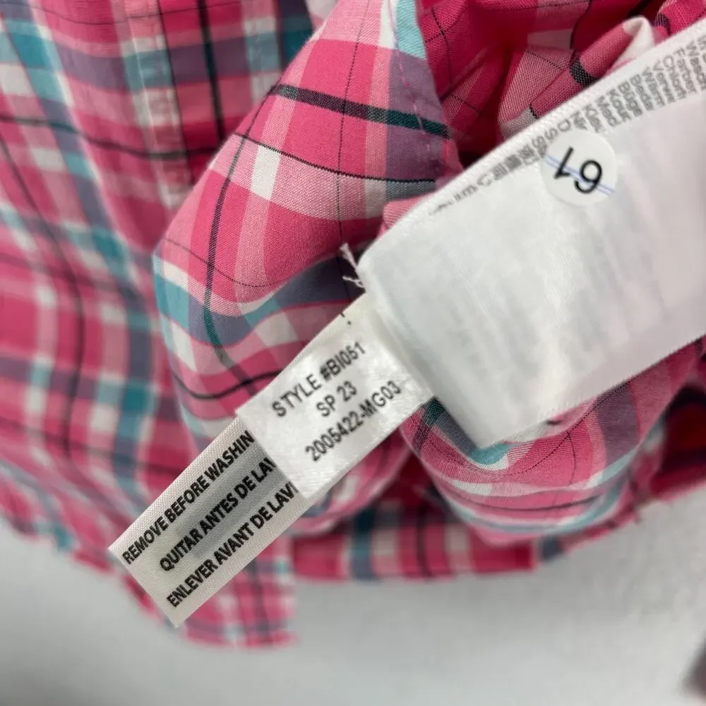 J.CREW Shirt Mens L Flex Washed Slim Untucked Button Up Plaid Cotton Blend Pink